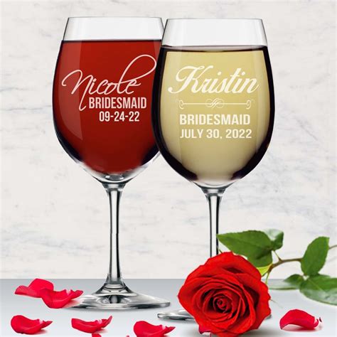 Bridesmaid T Bridesmaid Wine Glasses Personalized Wine Etsy