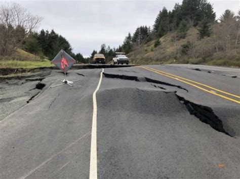 Slide Creates Massive Cracks In Highway 101 North Of California Oregon