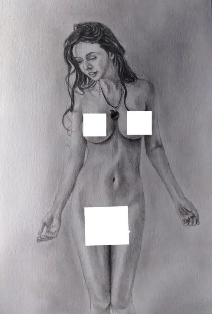 Nude Female Pencil Art Drawing Woman Pin Up Women Nude Signed By Dulaj