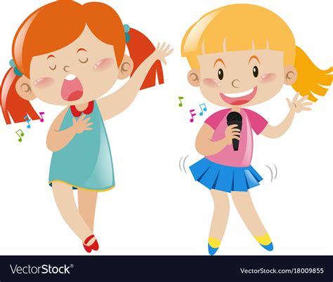 Two Girl Singing And Dancing Royalty Free Vector Image