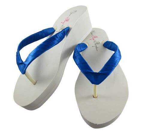 Royal Blue Flip Flops Bridal Wedding Shoes Beach