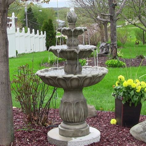 An outdoor fountain always adds to the aesthetic of a garden in a positive way. 3 Tier Classic Tulip Outdoor Water Fountain - Grey Stone ...
