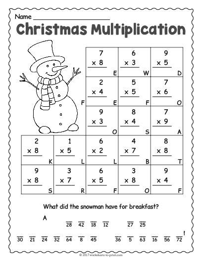 Enjoyable esl printable crossword puzzle worksheets with pictures for kids to study and practise christmas vocabulary. Free Printable Christmas Multiplication Worksheet ...