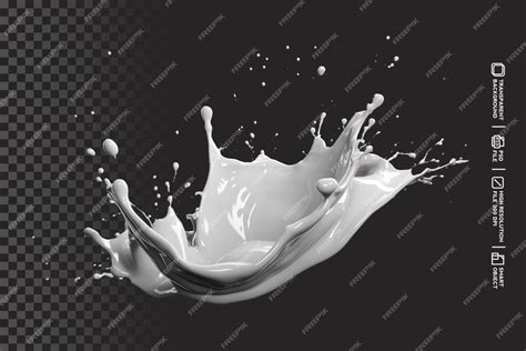 Premium Psd Realistic Milk Splashes Or Wave With Drops And Splatters