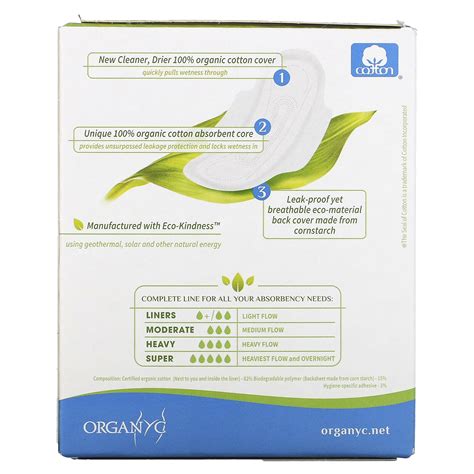 Organyc Organic Cotton Pads Moderate Flow 10 Pads