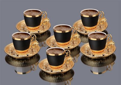Turkish Coffee Sets Coffee Cups Set Set Of 6 Copper Ottoman Etsy