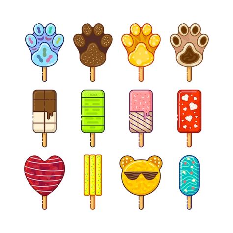Conjunto De Paletas Lindas Y Coloridas Vector Premium