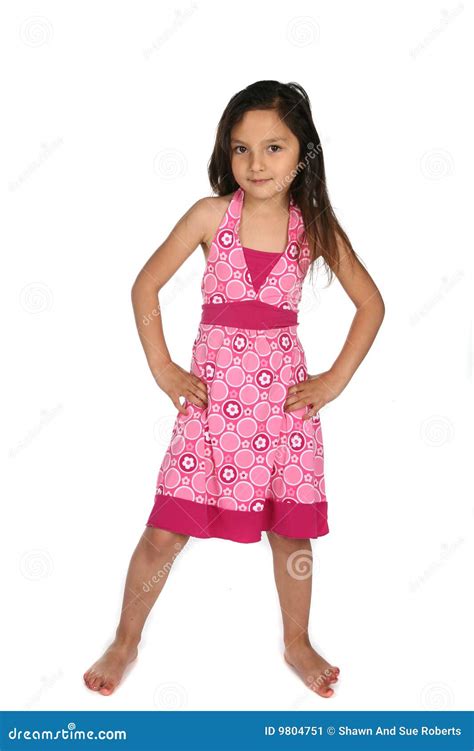 Cute Girl In Pink Dress With Hands On Her Hips Stock Image 9804751