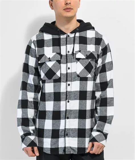Empyre Prime Black And White Hooded Flannel Shirt