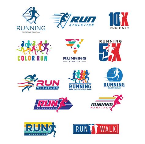 Set Of Run Running Logo Design Vector 10k Marathon Logo Icon Template
