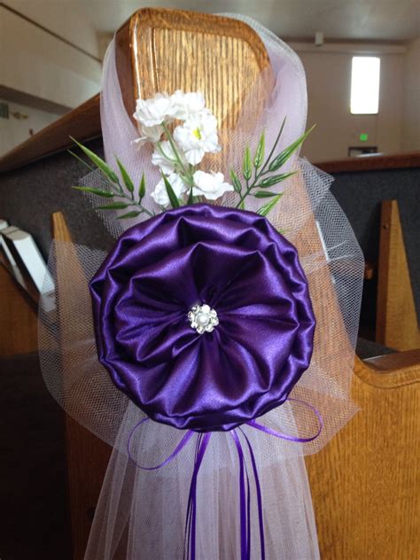 Dark Purple Elegant Wedding Pew Bows Chair Bows Pew Church Etsy