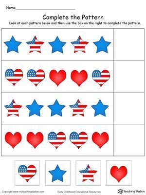 Fraction worksheets for grade 3 word problems. Patriotic Complete the Pattern in Color | Preschool ...