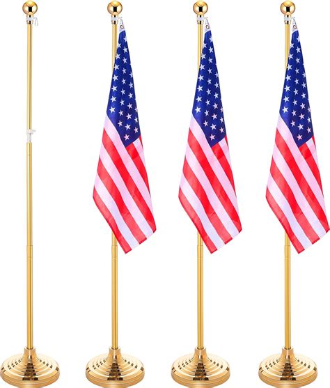 Zonon 4 Pack 8 Ft Indoor Flag Pole Kit Telescoping Flag