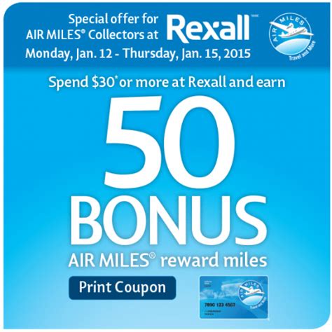 Rexall Ontario Printable Coupon 50 Air Miles When You Spend 30 Jan 12