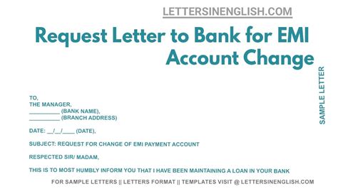 Request Letter To Bank For Emi Account Change Letter Requesting For