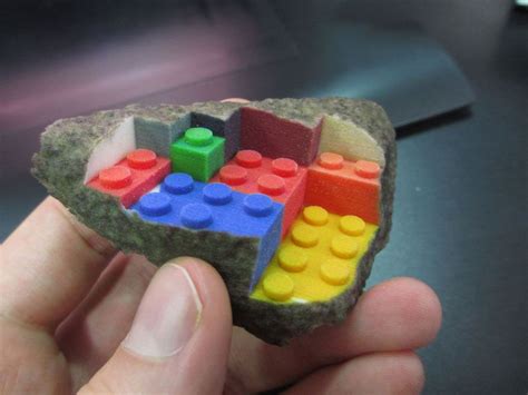 3d Printed Lego Block Blended Into A Chipped Step Metal Printing Lego