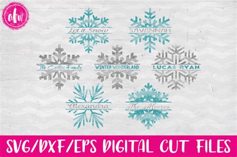 Download Split Winter Snowflake Set #1 -SVG, DXF, EPS Digital Cut ...