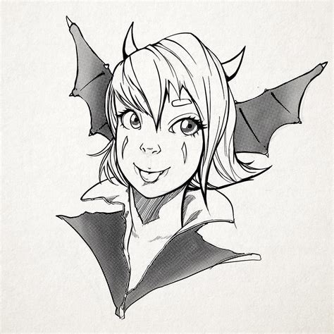 day 411 inktober 6 bat demon girl just having fun with different ideas and messing around