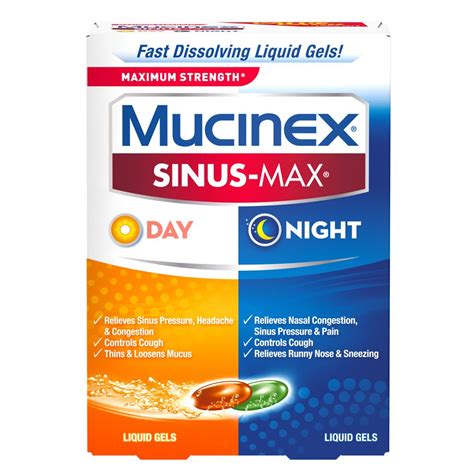 Buy Mucinex Sinus Max Max Strength Day And Night Liquid Gels 24ct Relieves Sinus Pressure And
