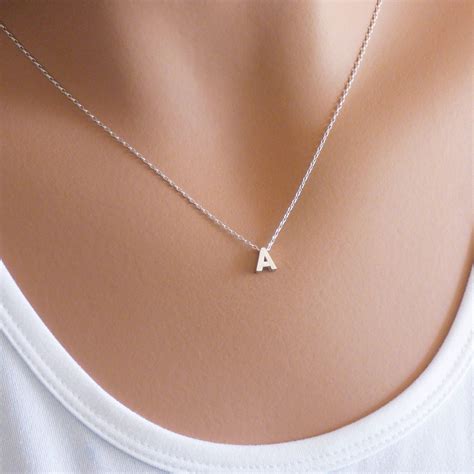 Sterling Silver Initial Necklace Layering Necklace Dainty Etsy Sterling Silver Layered