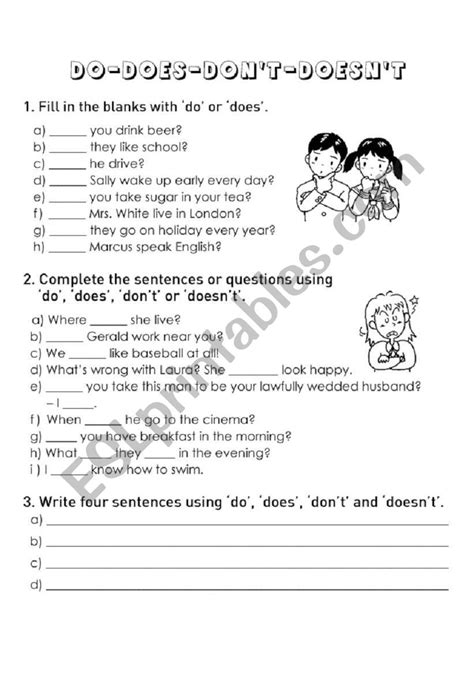 Do Does Doesnt Dont Worksheet