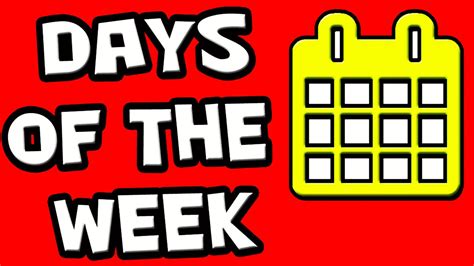 Days Of The Week 7 Days Days Of Week Week Days Days In English