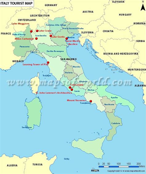 Italy Travel Map Map Of Travel Destinations In Italy Italy Tourist