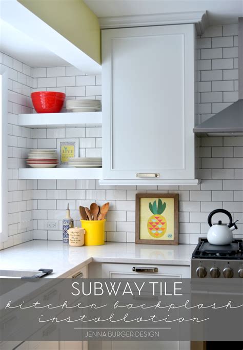 Fascinating ceramics with graphic elements. Subway Tile Kitchen Backsplash Installation - Jenna Burger