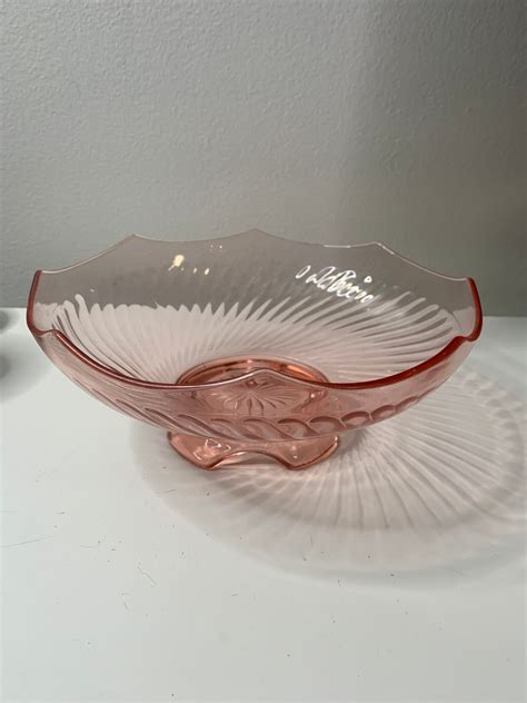 Pink Depression Glass Fruit Bowl Pink Glass Etsy