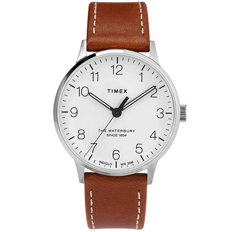 Timex Waterbury Classic Watch White Brown End