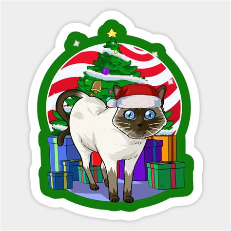 Siamese Cat Santa Christmas T Siamese Cat Christmas Sticker