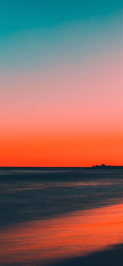 Download 1125x2436 Wallpaper Beach Clean Sky Skyline Sunset Iphone