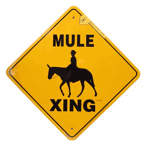 Mule And Rider Aluminum Xing Sign Crossing Big Black Horse Llc