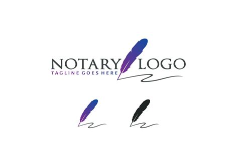 Creative Notary Logo With Feather Ve Branding And Logo Templates