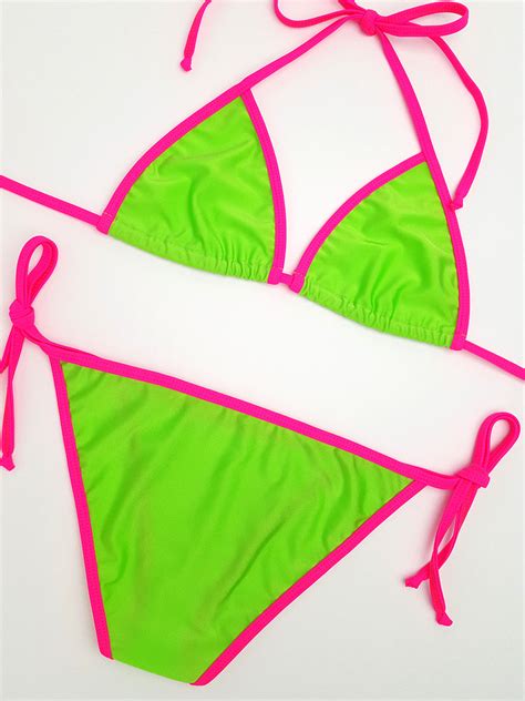 Neon Green With Pink Full Bikini Hunni Bunni