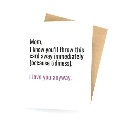 Tidy Mom Card Mothers Day Card Funny Mom Birthday Card T