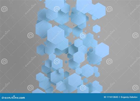 Blue Hexagons Of Random Size On White Background Stock Illustration