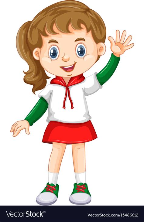 Little Girl Waving Hand Royalty Free Vector Image