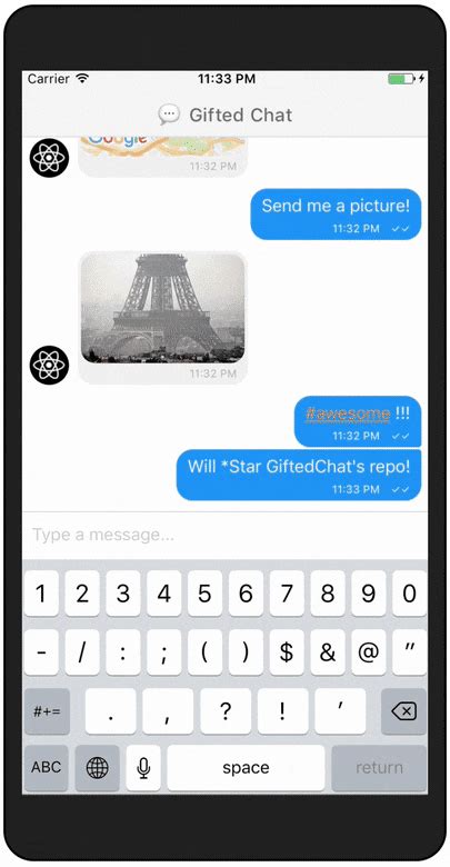 Setting up the react app. GitHub - FaridSafi/react-native-gifted-chat: 💬 The most ...