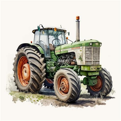 Premium Ai Image A Watercolor Painting Of A Green Tractor With The