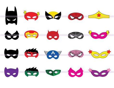How to make a printable superhero mask. Instand DL -20 SUPERHERO Masks Cut-Out Birthday Party ...