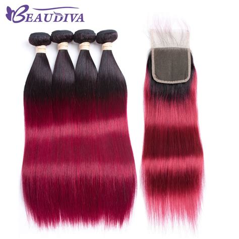 Beaudiva Pre Colored Hair Weave Brazilian Straight Hair Bundles With