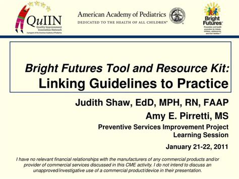 Ppt Bright Futures Tool And Resource Kit Linking Guidelines To