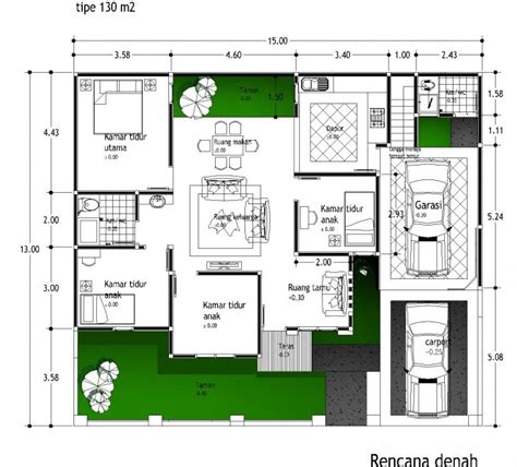 Denah rumah minimalis 1 lantai 3 kamar tidur dan garasi. 20 Denah Rumah Minimalis 1 Lantai 3 Kamar Tidur Yang ...