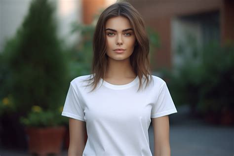 Female Wearing White T Shirt Mockup Graphic By Illustrately · Creative Fabrica