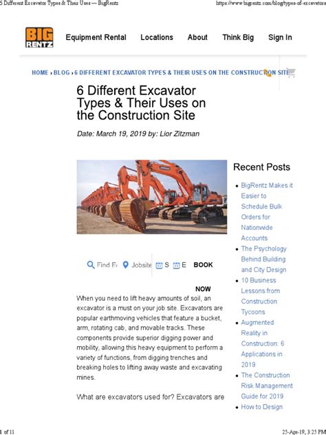 6 Different Excavator Types And Their Uses Bigrentz Pdf