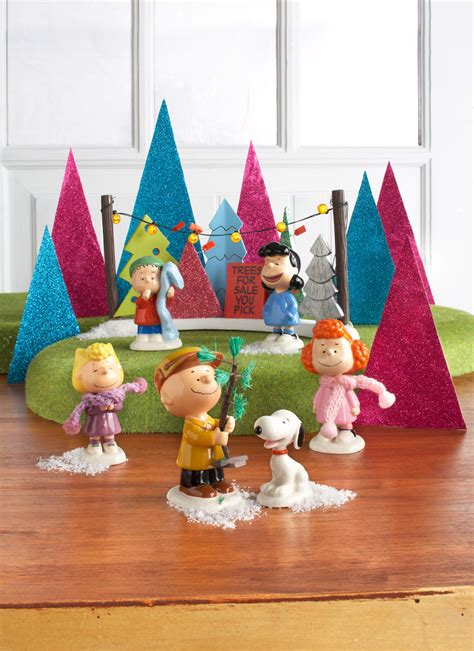 Charlie brown christmas wall decor. Department 56 Peanuts Christmas. Amazing! And those Charlie Brown Christmas "aluminum trees" w ...