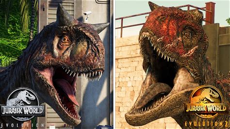 Jwe 1 Vs Jwe 2 Dinosaurs Comparison Jurassic World Evolution 2 And 1