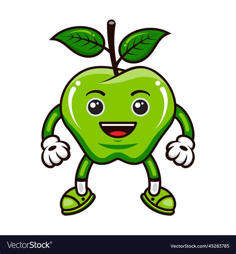 Cute Apple Mascot Character Royalty Free Vector Image