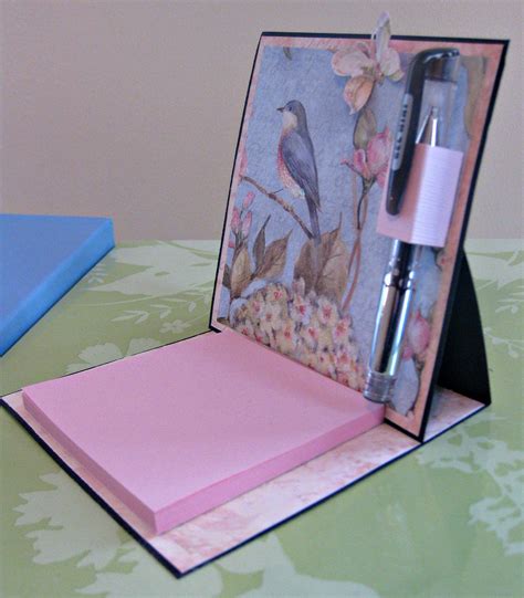 Post It Holder With Pen Post It Holder Diy Desk Calendar Easel Cards